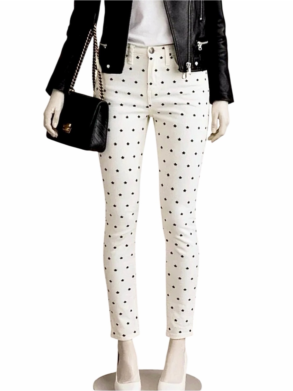 NWT - J.Crew – Toothpick Skinny Jeans Mini Star Print Antique Cream – Sz. 32